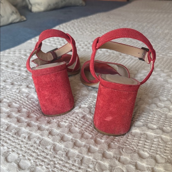 Able Sz 9 The Mary red suede block heel strap sandals - Picture 5 of 6